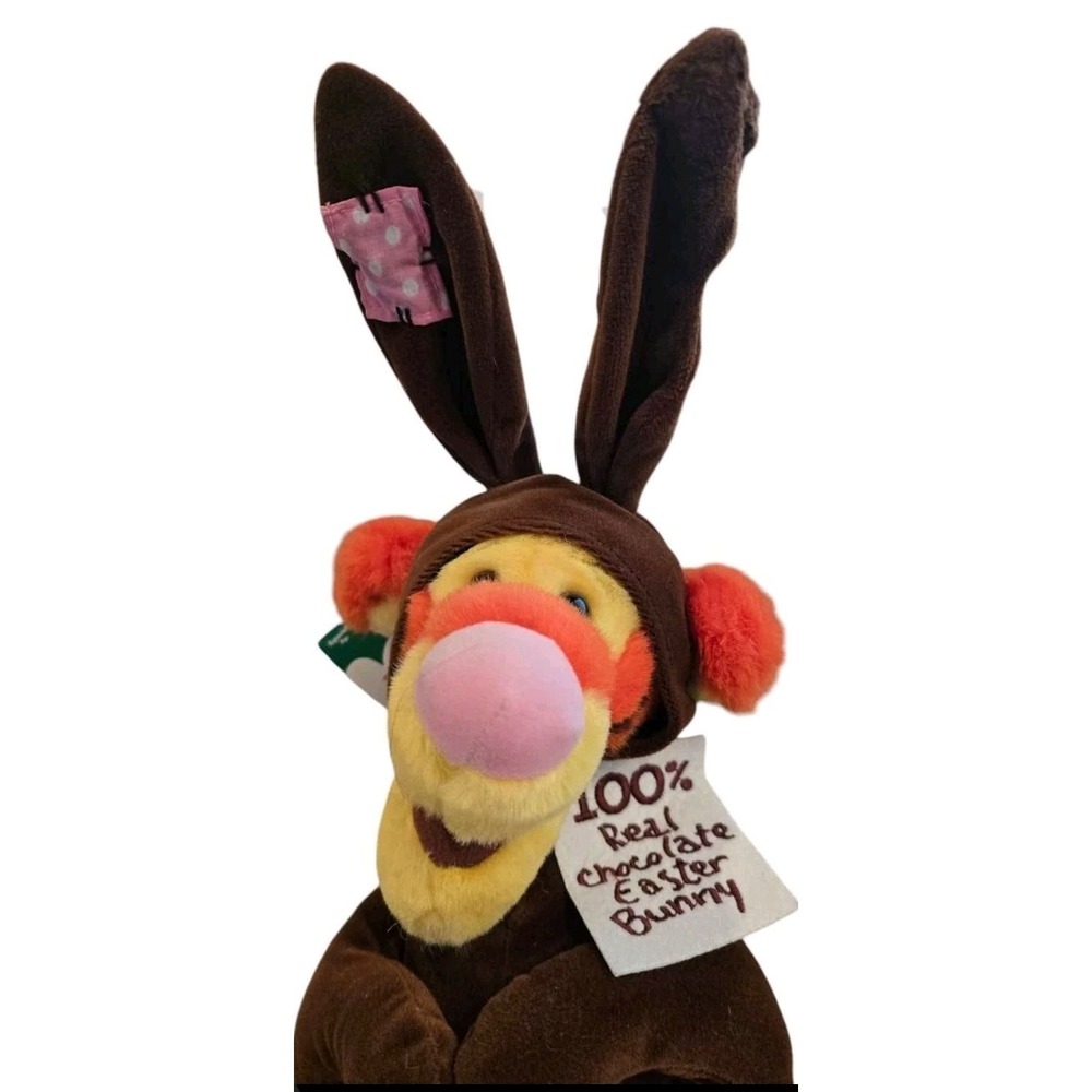 Disney 100% Real Chocolate Easter Bunny Tigger 20" Plush W/ Basket Of Eggs‎ Cute